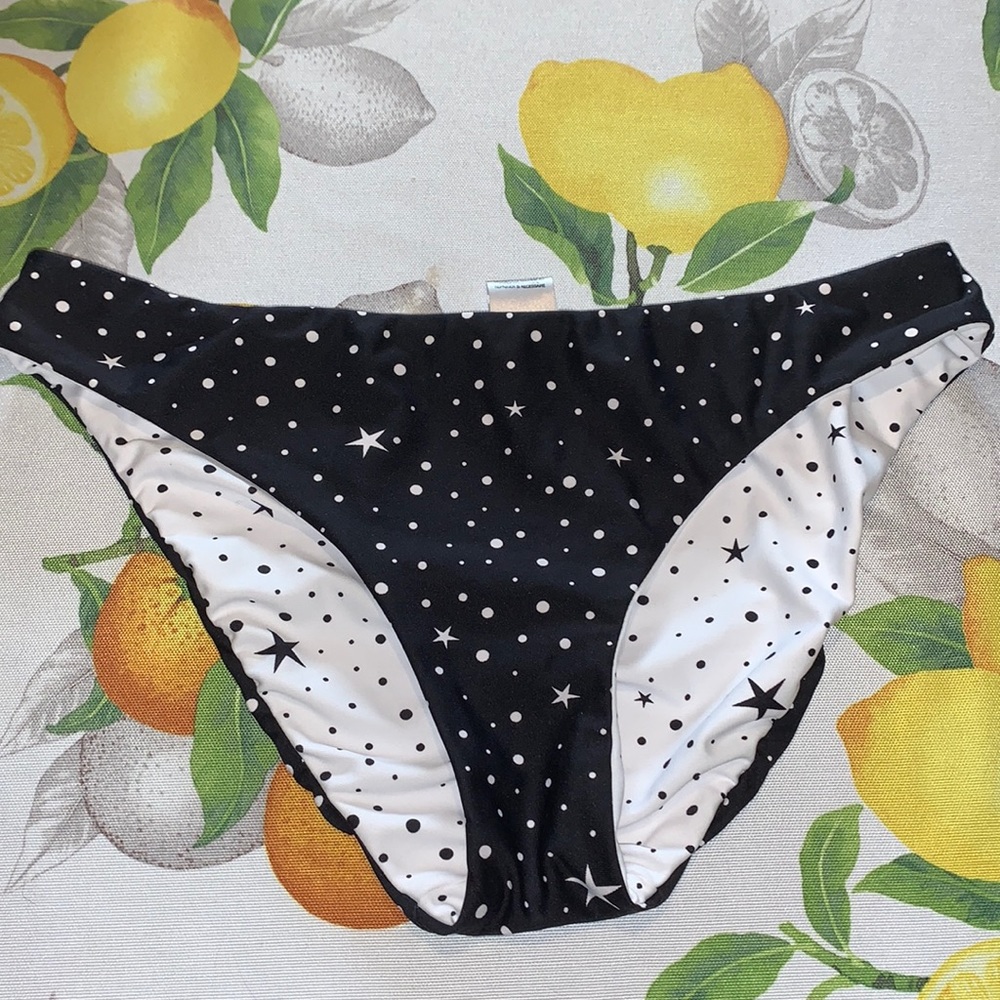 Malibu Dream Girl Star Black & White Women’s Bikini Bottom sz Medium EUC